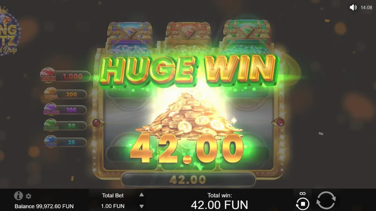 Interface de jogo luxuosa do slot Bling Blitz Diamond Drop com diamantes e moedas douradas